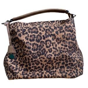 Large Jaguar Leopard Animal Print Embellished Shoulder Bag